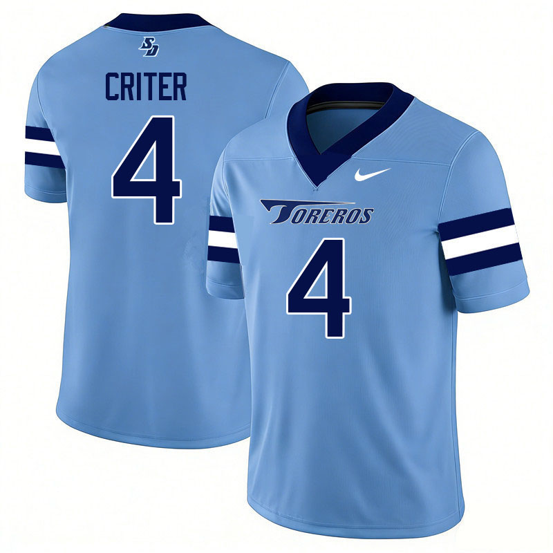 San Diego Toreros #4 Adam Criter College Football Jerseys,Uniforms-Light Blue